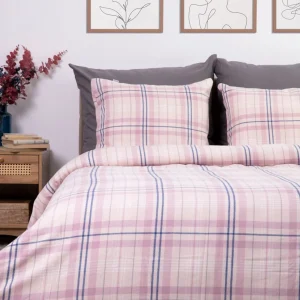 Pościel Idaho Flanelowa Rozowa W Krate 160X200 Cm + 1 X 50X60 Cm