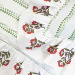 Pościel Katina Bawelniana W Zielony Wzor Z Falbanka 220X200 Cm