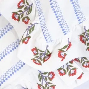 Pościel Katina Bawelniana W Niebieski Wzor Z Falbanka 160X200 Cm