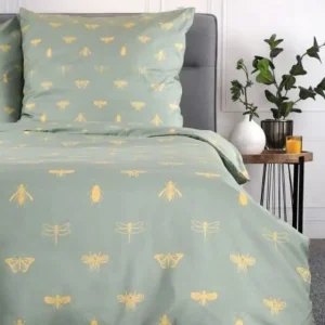 Pościel Luro Z Mikrofibry Oliwkowa W Owady 140X200 Cm + 1*70X80 Cm
