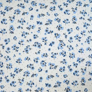 Pościel Melanie Bawelniana Z Falbanka W Niebieskie Kwiaty 160X200 Cm