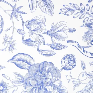 Pościel Miriel Bawelniana W Kwiaty Z Niebieska Lamowka 200X220 + 2*50X60 Cm