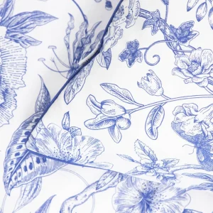 Pościel Miriel Bawelniana W Kwiaty Z Niebieska Lamowka 160X200 + 2*50X60 Cm