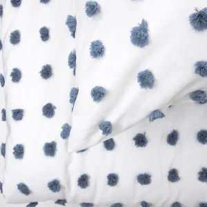 Pościel Nivell Z Mikrofibry Z Niebieskimi Pomponami 160X200 Cm