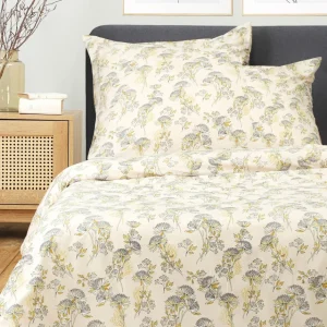 Pościel Senli Z Mikrofibry Bezowa W Kwiaty 200X220 Cm