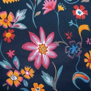 Pościel Vabel Z Mikrofibry Granatowa W Liscie I Kwiaty 140X200 Cm + 1*70X80 Cm