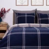 Pościel Vella Flanelowa Niebiesko-Bezowa W Krate 200X220 Cm + 2 X 50X60 Cm