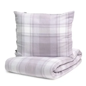 Pościel Vella Flanelowa W Szara Krate 160X200 Cm + 1 X 50X60 Cm