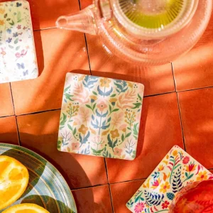 Podkladka Melte Ceramiczna Kwiaty Roz Blekit 4 Szt.