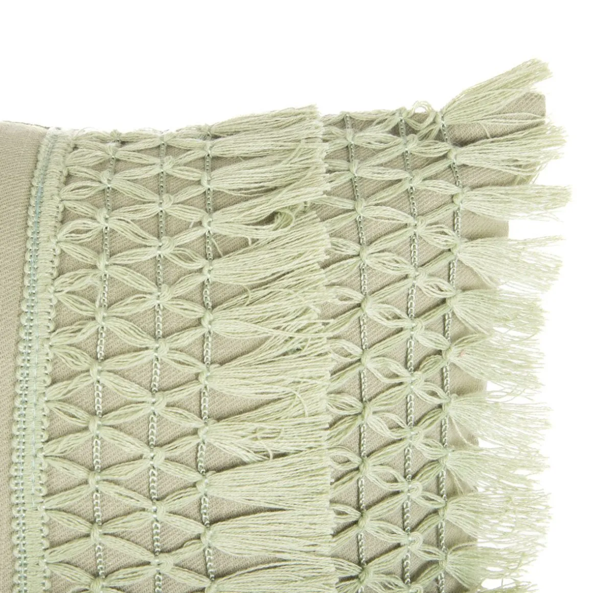 poduszka_doel_pistacjowa__1.webp Poduszka Doel Pistacjowa Z Fredzlami 30X50 Cm