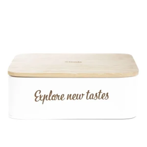 Pojemnik Escille Z Drewniana Pokrywka Bialy 18X15X6 Cm