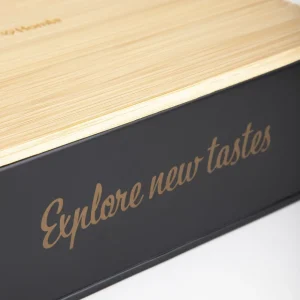 Pojemnik Escille Z Drewniana Pokrywka Czarny 18X15X6 Cm