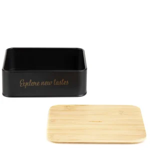 Pojemnik Escille Z Drewniana Pokrywka Czarny 18X15X6 Cm