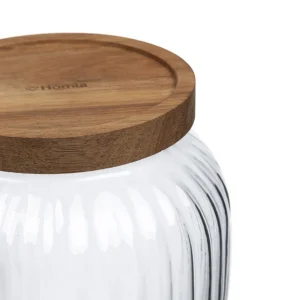 Pojemnik Pavo Ryflowany Z Akacjowa Przykrywka 19 X14 Cm