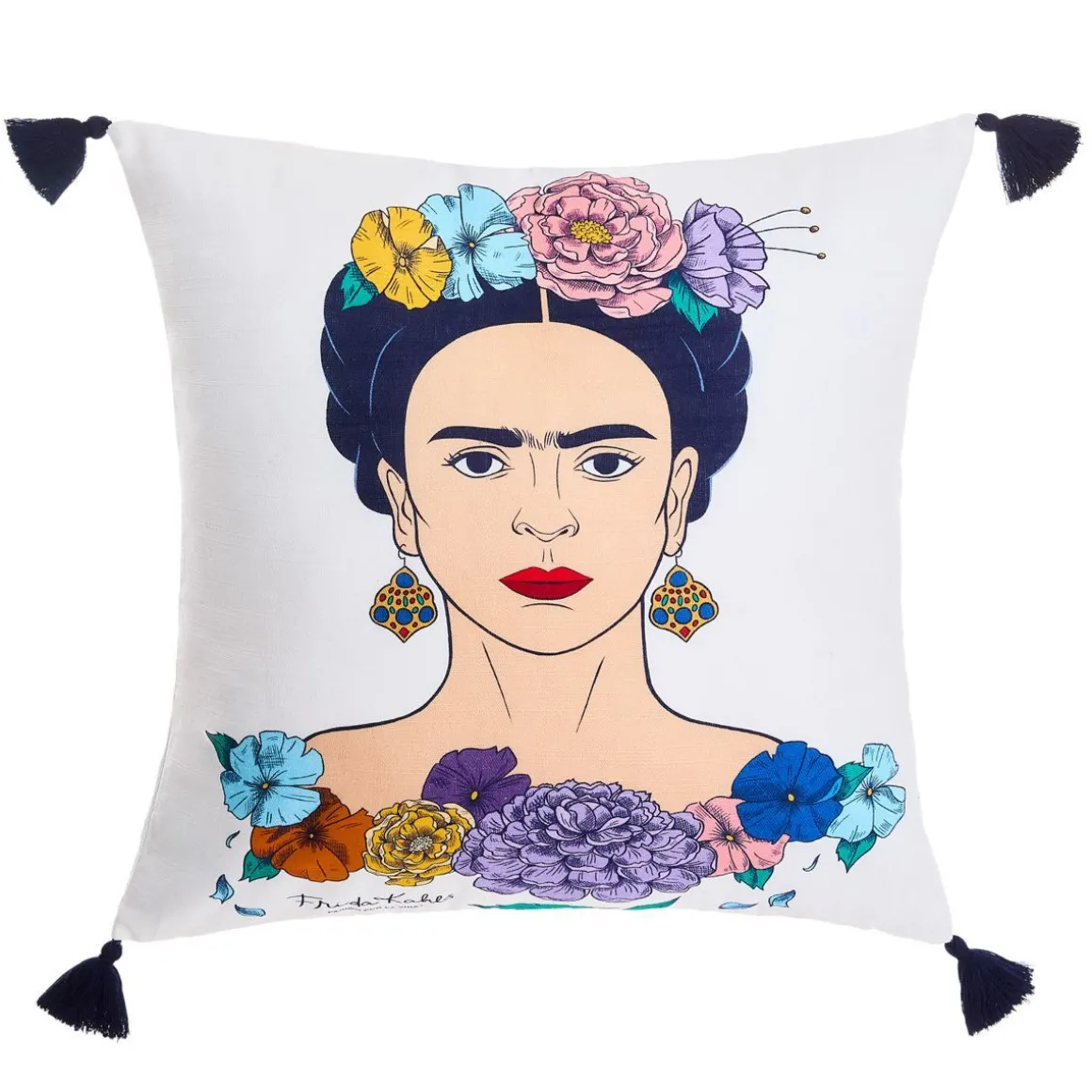 poszewka_frida_kahlo_z_gr_1.webp Poszewka Frida Kahlo Z Granatowymi Fredzlami 45X45 Cm