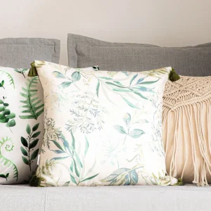 Poszewka Lempi W Liscie Oliwkowa Z Fredzlami 45X45 Cm