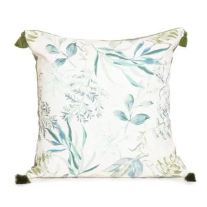 Poszewka Lempi W Liscie Oliwkowa Z Fredzlami 45X45 Cm