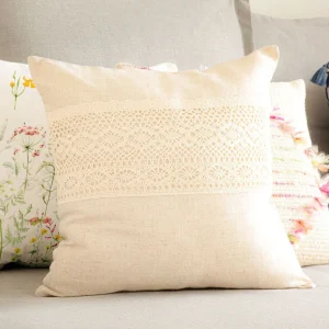 Poszewka Renda Bezowa Z Koronka 45X45 Cm