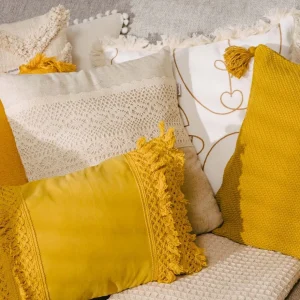 Poszewka Renda Bezowa Z Koronka 45X45 Cm