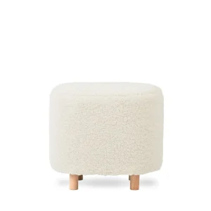 Pufa Alda Bezowa W Tkaninie Teddy 50X40X44 Cm