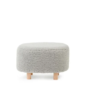 Pufa Alda Boogie Szara W Tkaninie Teddy 50X40X31 Cm