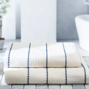 Ręcznik Amori Bezowy W Niebieskie Pasy 100X150Cm