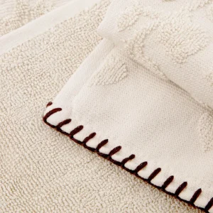 Ręcznik Leslie Z Obszyciami Bezowy 50X90Cm