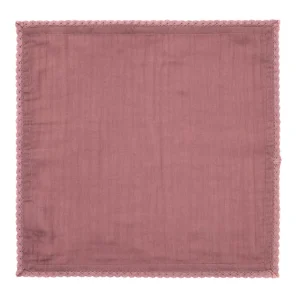 Serwetka Elin Muslinowa Z Koronkowa Lamowka Rozowa 40X40