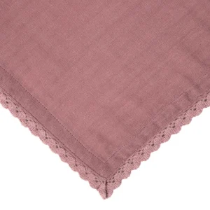 Serwetka Elin Muslinowa Z Koronkowa Lamowka Rozowa 40X40