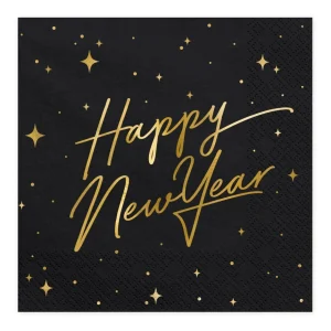 Serwetki New Year Papierowe Czarne 20 Szt. 16,5X16,5 Cm