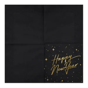Serwetki New Year Papierowe Czarne 20 Szt. 16,5X16,5 Cm