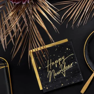 Serwetki New Year Papierowe Czarne 20 Szt. 16,5X16,5 Cm