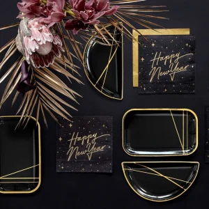 Serwetki New Year Papierowe Czarne 20 Szt. 16,5X16,5 Cm