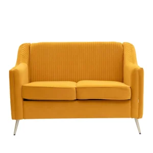 Sofa Avant Sofa 2-Osobowa, Welurowa Musztardowa 127X82X81.5 Cm