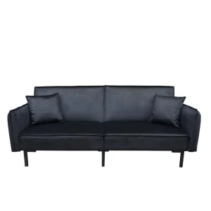 Sofa Canto 3-Osobowa, Z Funkcja Spania, Welurowa Czarna 199X90X85 Cm
