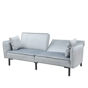 Sofa Canto 3-Osobowa, Z Funkcja Spania, Welurowa Szara 199X90X85 Cm
