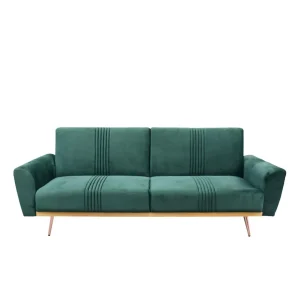 Sofa Samtige 3-Osobowa, Z Funkcja Spania, Welurowa Zielona 212X84X86.5 Cm