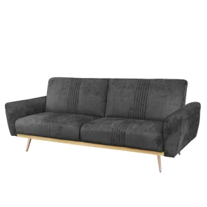 Sofa Samtige 3-Osobowa, Z Funkcja Spania, Czarna 212X84X86.5 Cm