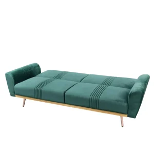 Sofa Samtige 3-Osobowa, Z Funkcja Spania, Welurowa Zielona 212X84X86.5 Cm