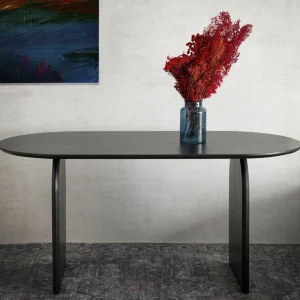 Stol Lagom Lite Drewno Akacji Czarne 160X80X76 Cm