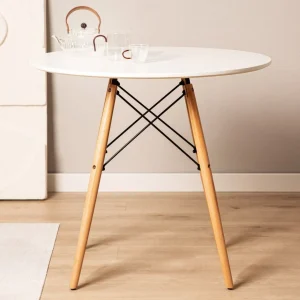 Stol Tavolo Naturalny Z Bialym Blatem 60 48Cm