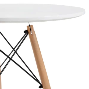 Stol Tavolo Naturalny Z Bialym Blatem 60 48Cm