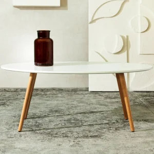 Stol Travesa Naturalny Z Bialym Blatem 110X60X45Cm