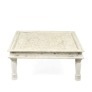 Stolik Kawowy Banhi Lite Drewno Mango Zlobione 100X100X45 Cm