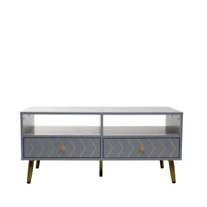 Stolik Kawowy Bodo Grafitowy Z Metalowymi Nogami 100X50X45 Cm