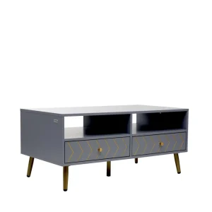 Stolik Kawowy Bodo Grafitowy Z Metalowymi Nogami 100X50X45 Cm