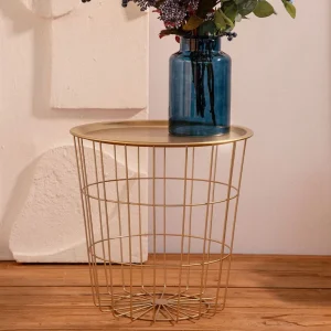 Stolik Scandi Zloty Z Czarnym Blatem 43X43X43 Cm