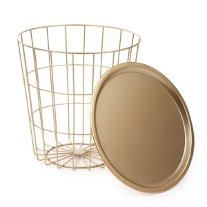 Stolik Scandi Zloty Z Czarnym Blatem 43X43X43 Cm