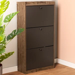 Szafka Na Buty Eira Z Czarnymi Frontami 60X24X114 Cm