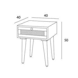 Szafka Nocna Natte Lite Drewno Mango Z Rattanem 40X40X50 Cm
